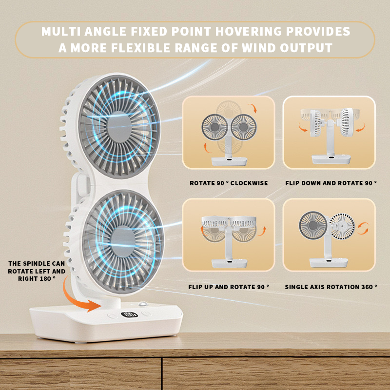 Wiederaufladbarer Ventilator mit Doppelkopf | Karnz