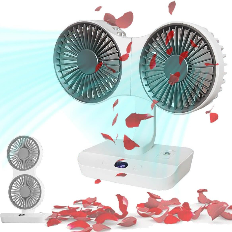 Wiederaufladbarer Ventilator mit Doppelkopf | Karnz