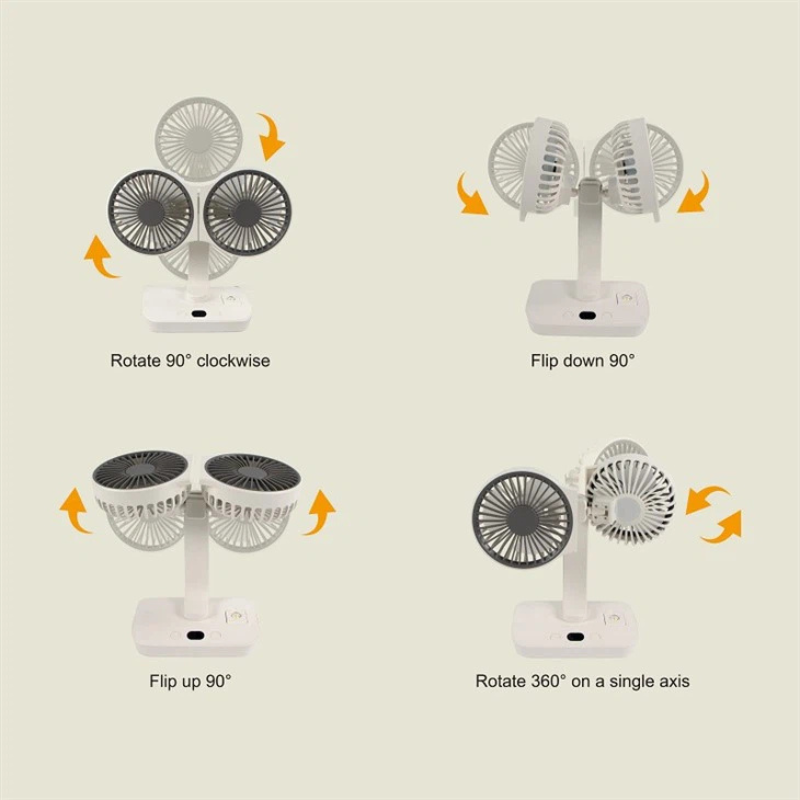 Wiederaufladbarer Ventilator mit Doppelkopf | Karnz