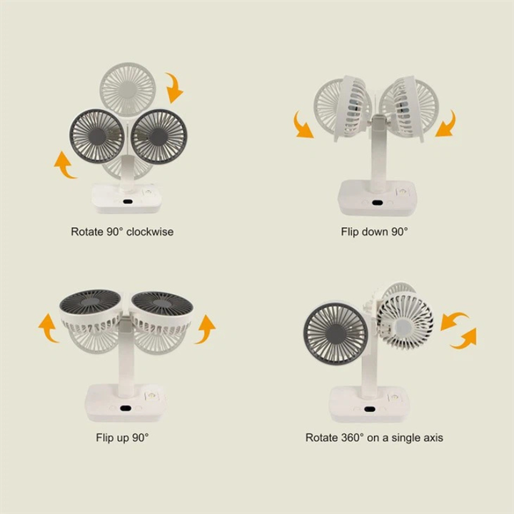 Wiederaufladbarer Ventilator mit Doppelkopf | Karnz