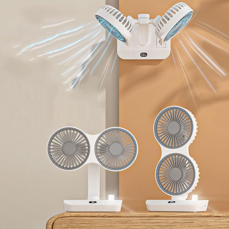 Wiederaufladbarer Ventilator mit Doppelkopf | Karnz