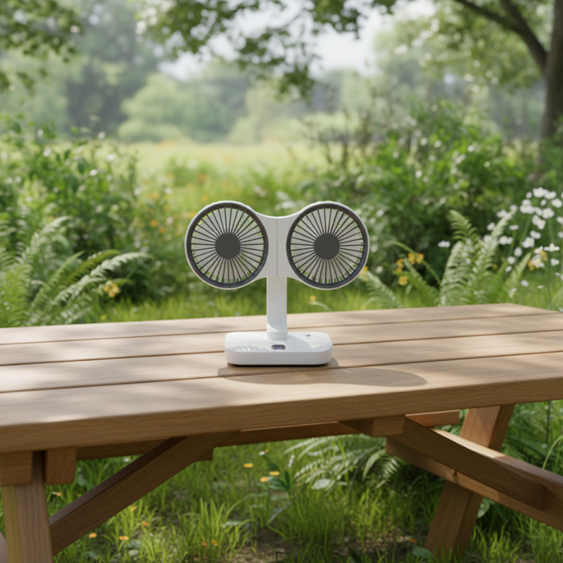 Wiederaufladbarer Ventilator mit Doppelkopf | Karnz