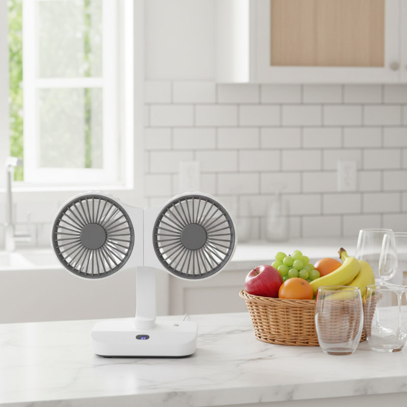 Wiederaufladbarer Ventilator mit Doppelkopf | Karnz