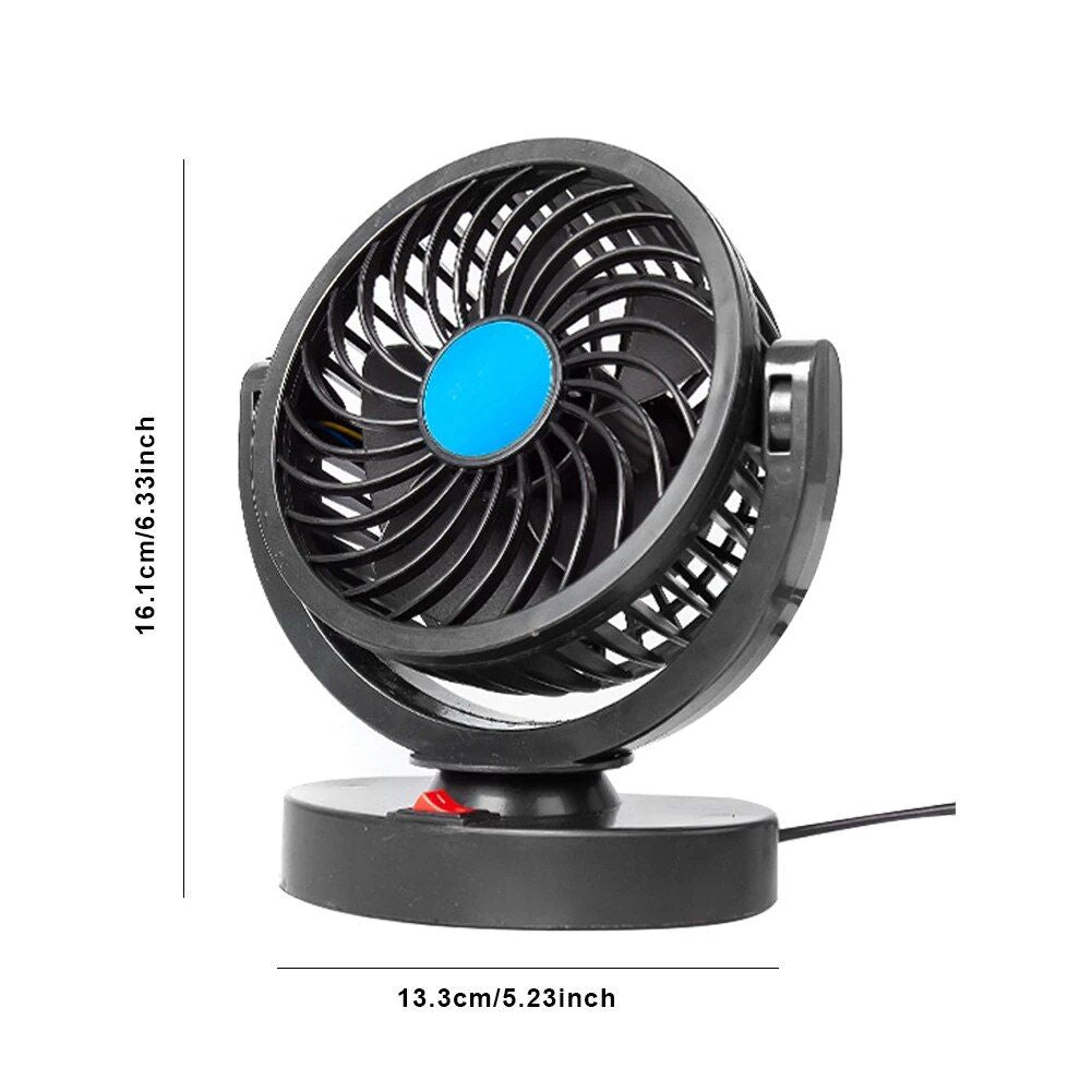 Dual Head USB Auto Ventilator mit 360° Rotation für 12V/24V Fahrzeuge | Karnz