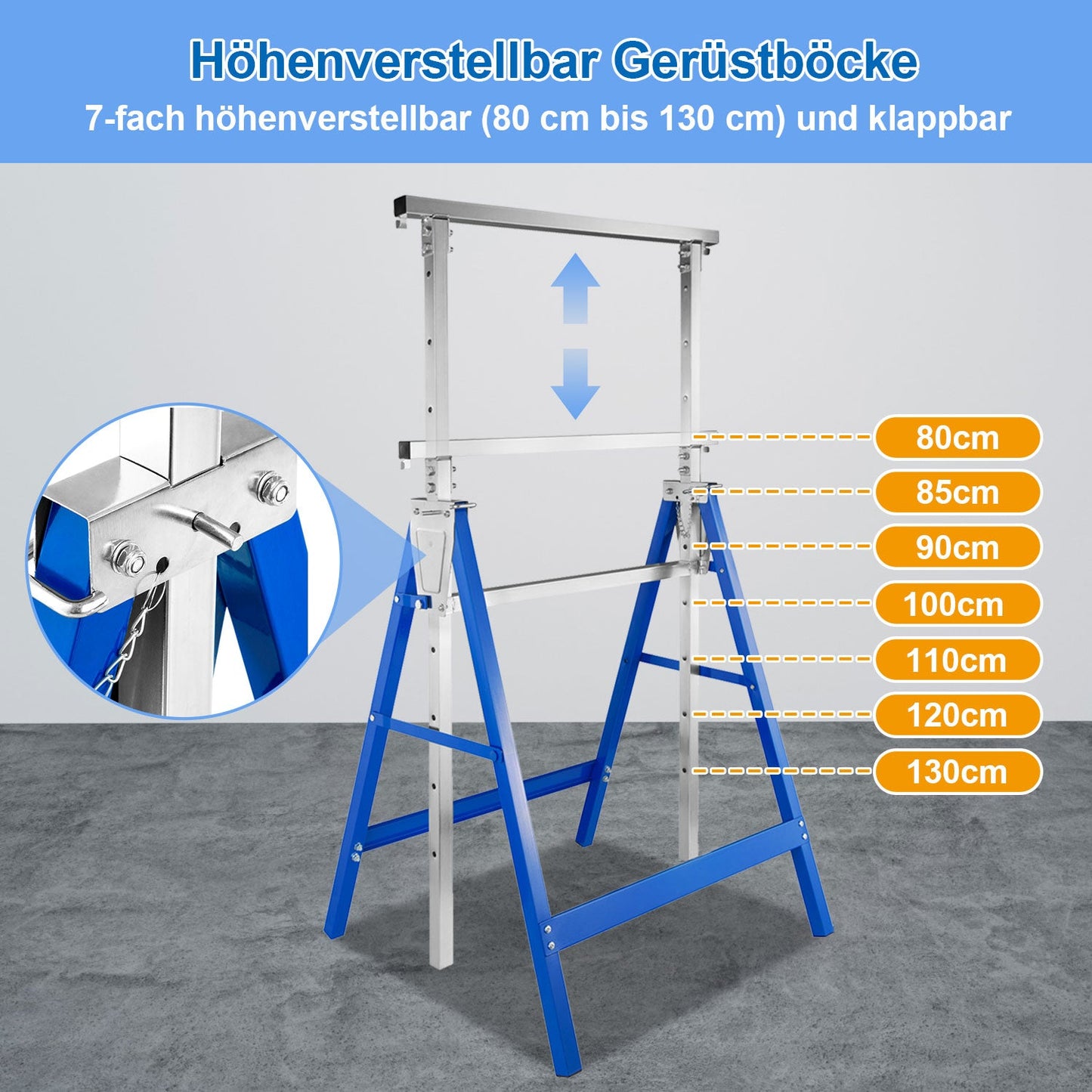 2x Gerüstbock Klappbock 7-fach höhenverstellbar | Karnz