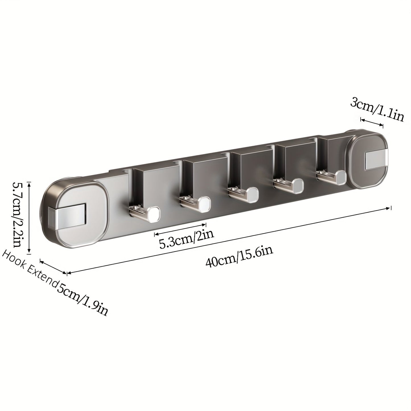 Wandhakenpanel ohne Bohren – OrganizePlus versteckter 5-Haken-Regal | Karnz