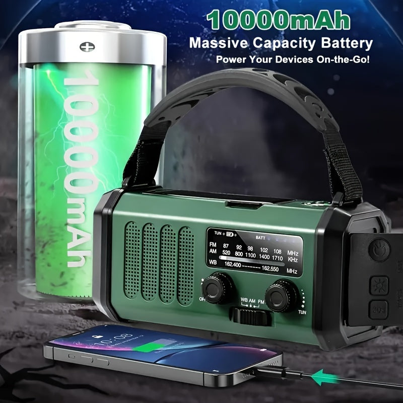 Karnz | StormMate X10 Notfallradio mit 10.000 mAh Powerbank | Solar, Kurbel & USB-C | LED-Licht, SOS-Alarm & Kompass | AM/FM/NOAA