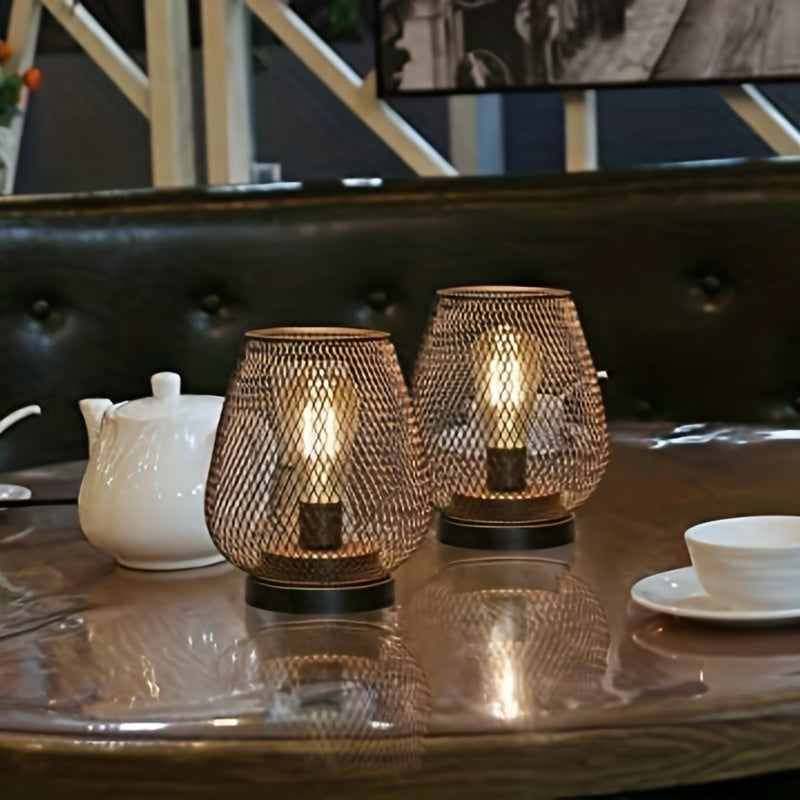 Sandsberg | Atmosphärische Tischlampen | Warmes Licht im Metallgitter-Design | 2er-Set