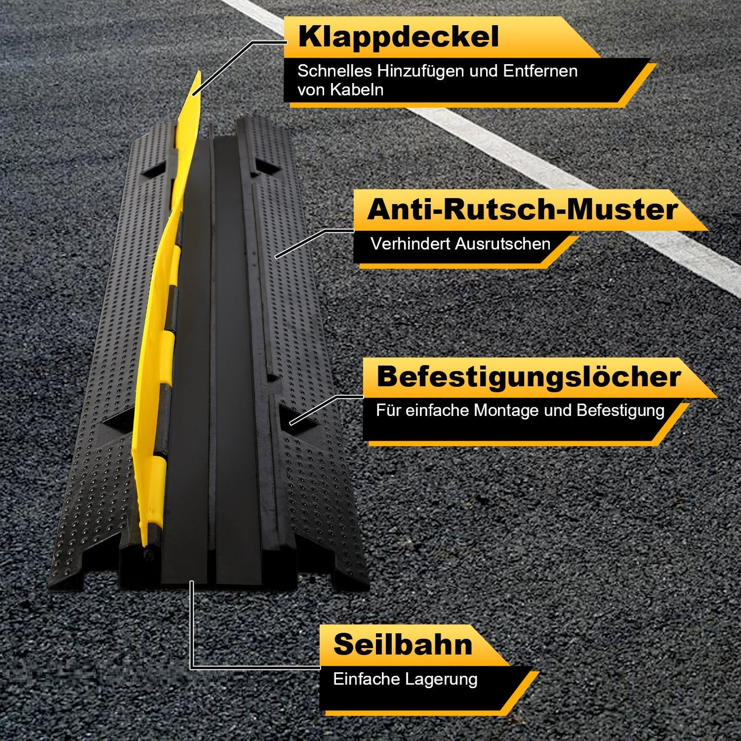 Kabelbrücke Gummi Kabelschutzmatte 3 Stück | Karnz