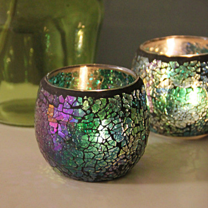Europäischer Retro Glas Mosaik Teelichthalter