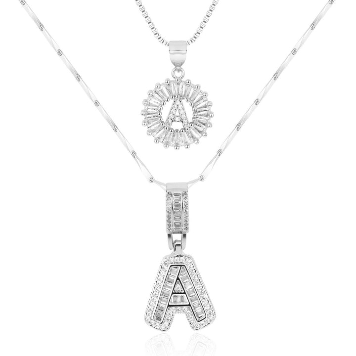 Karnz | 2pc 14k Diamant Buchstaben Initialen Halsketten