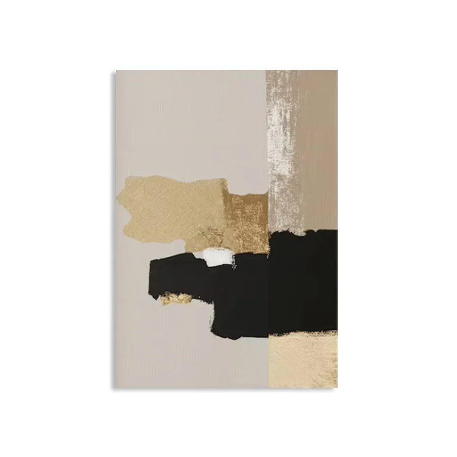 Schwarz Beige Gold Farbblock Abstrakte Wandkunst Fine Art Leinwanddrucke Moderne Bilder Für Wohnzimmer Schlafzimmer Zeitgenössische Inneneinrichtung | Karnz