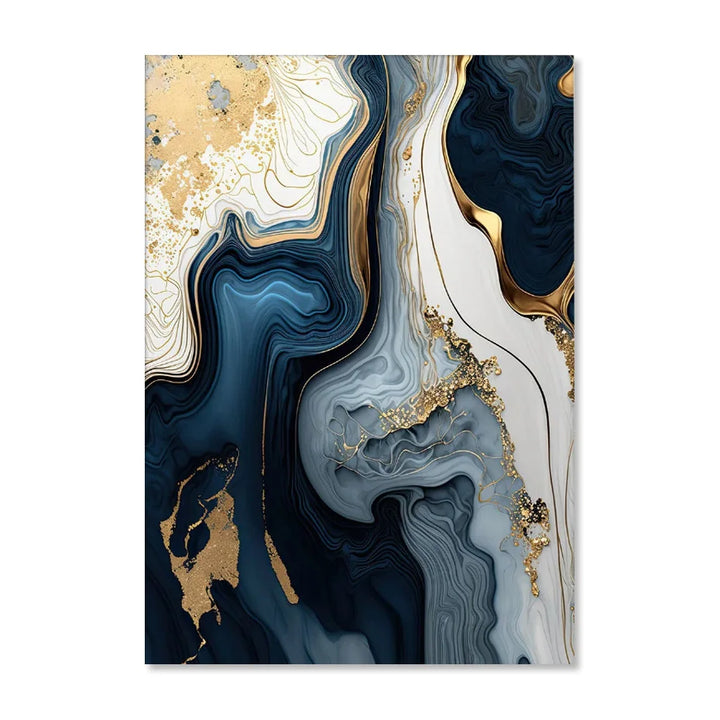 Tiefsee-Ozeanblau Gold-Marmor-Druck Wandkunst Feine Kunst Leinwand Drucke Poster Bilder Für Wohnzimmer Esszimmer Licht Luxus Wohnkultur | Karnz