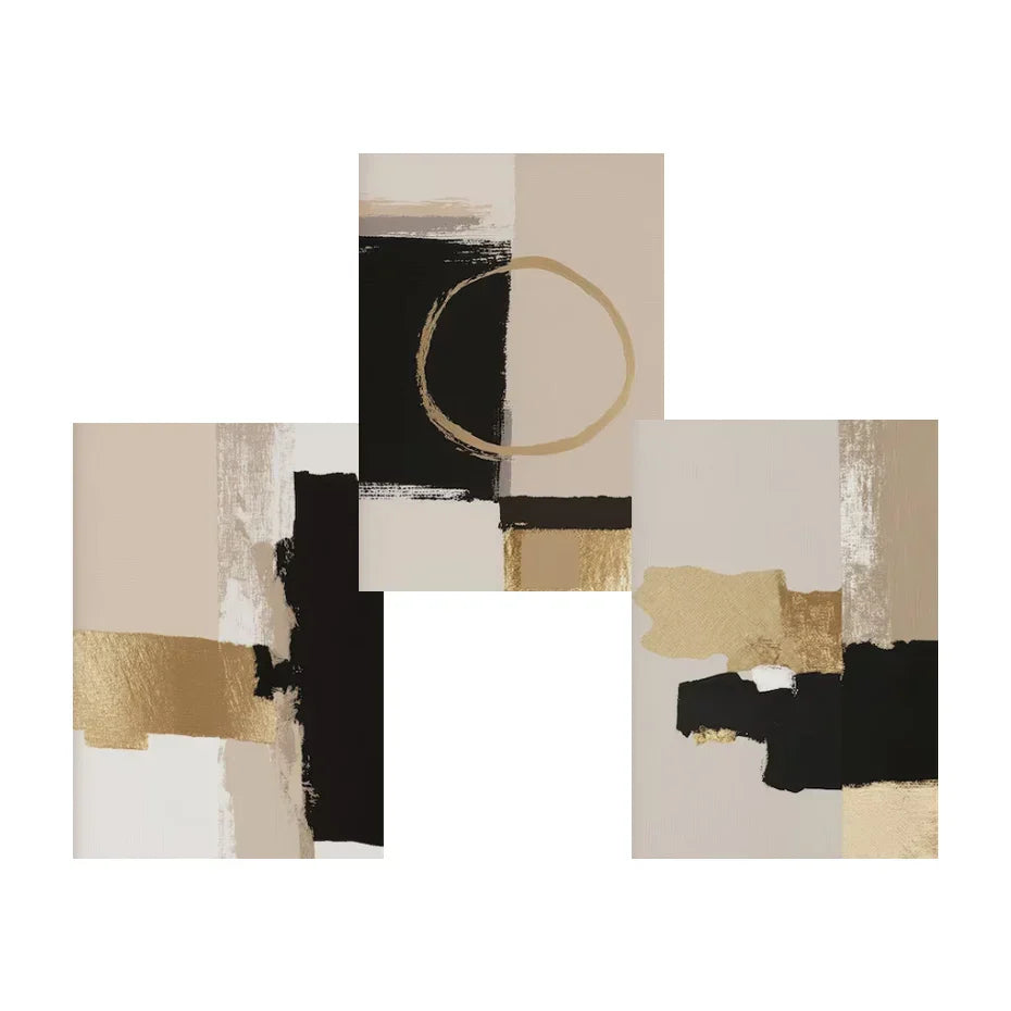 Schwarz Beige Gold Farbblock Abstrakte Wandkunst Fine Art Leinwanddrucke Moderne Bilder Für Wohnzimmer Schlafzimmer Zeitgenössische Inneneinrichtung | Karnz