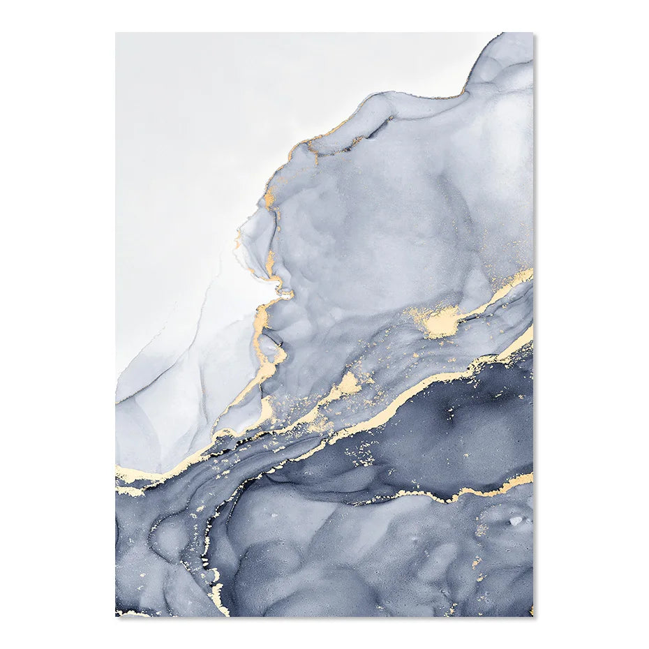 Schattierungen von Blau Abstrakte Flüssige Marmor Wandkunst Feine Kunst Leinwanddruck Mit Goldenen Akzenten Bilder Für Wohnzimmer Zeitgenössische Schlafzimmer Kunst Dekor | Karnz
