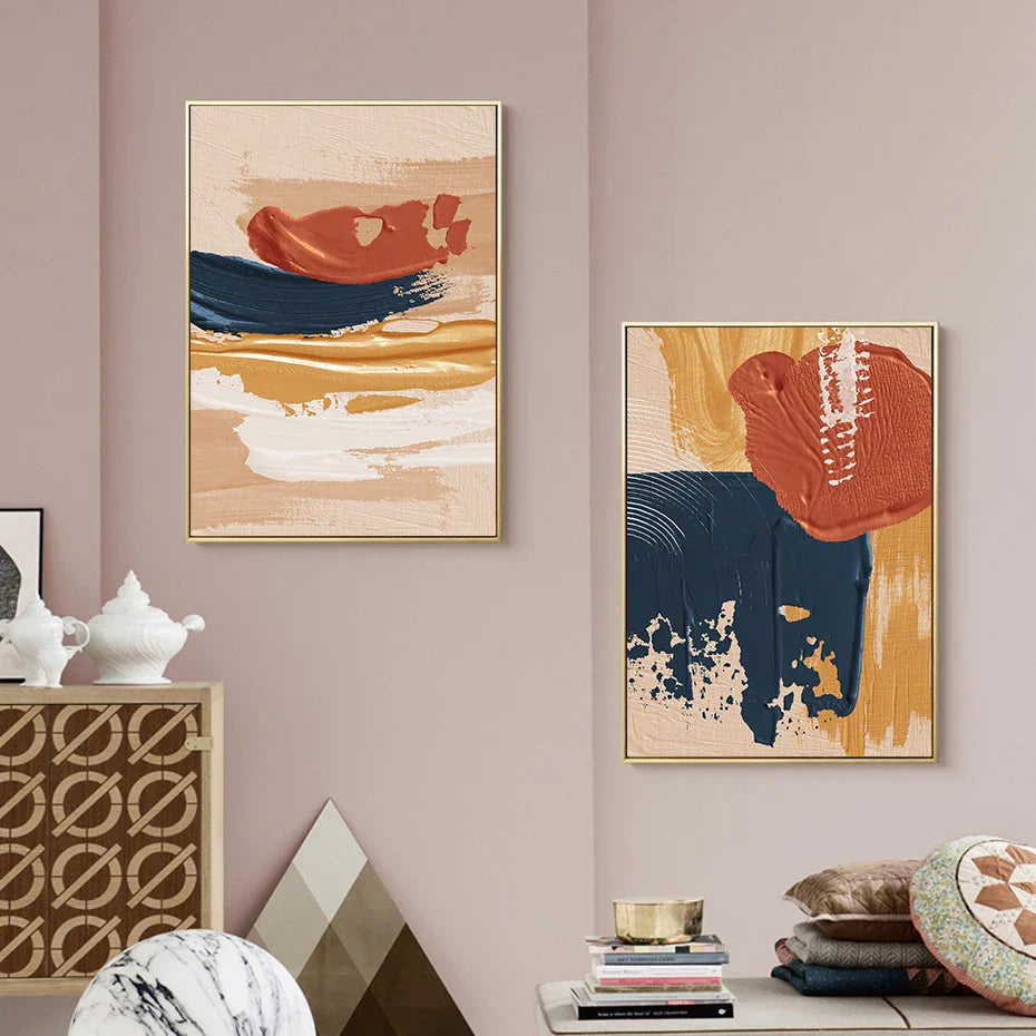 Moderne abstrakte kühne Pinselstrich Farb-Fusion Wandkunst Fine Art Leinwanddrucke Bunte Bilder für das Wohnzimmer | Karnz