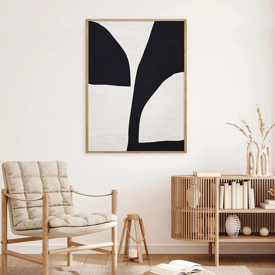 Nordic Minimalist Abstrakt Beige Schwarz Form &amp; Linie Wandkunst Fine Art Leinwanddrucke Bilder für modernes Wohnzimmer Schlafzimmer Kunstdekoration | Karnz