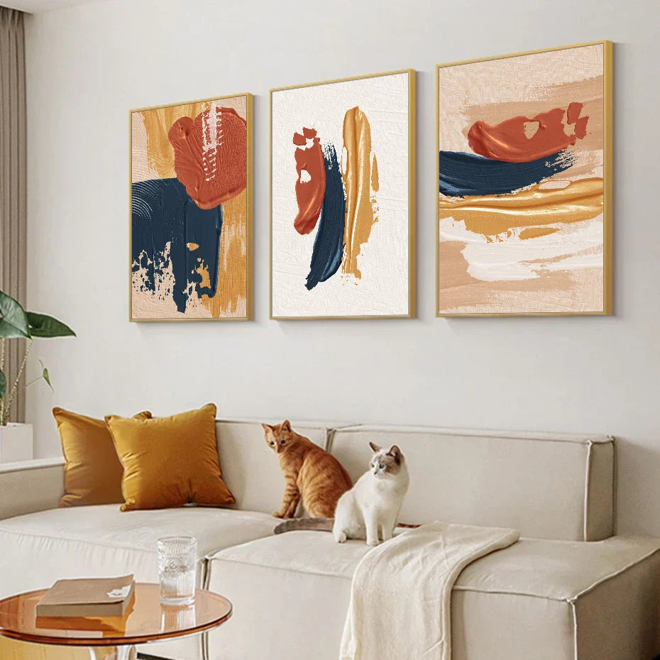 Moderne abstrakte kühne Pinselstrich Farb-Fusion Wandkunst Fine Art Leinwanddrucke Bunte Bilder für das Wohnzimmer | Karnz