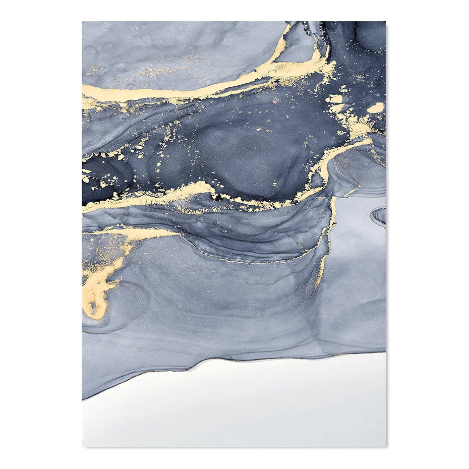 Schattierungen von Blau Abstrakte Flüssige Marmor Wandkunst Feine Kunst Leinwanddruck Mit Goldenen Akzenten Bilder Für Wohnzimmer Zeitgenössische Schlafzimmer Kunst Dekor | Karnz