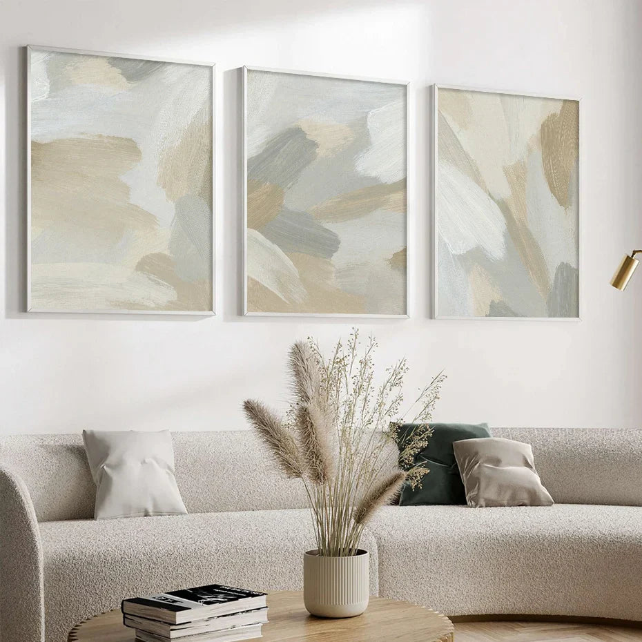 Neutrale Farben Abstrakte Dicke Pinselmalerei Wandkunst Fein Kunst Leinwanddrucke Poster Bilder Für Modernes Wohnzimmer Schlafzimmer Kunstdekoration | Karnz