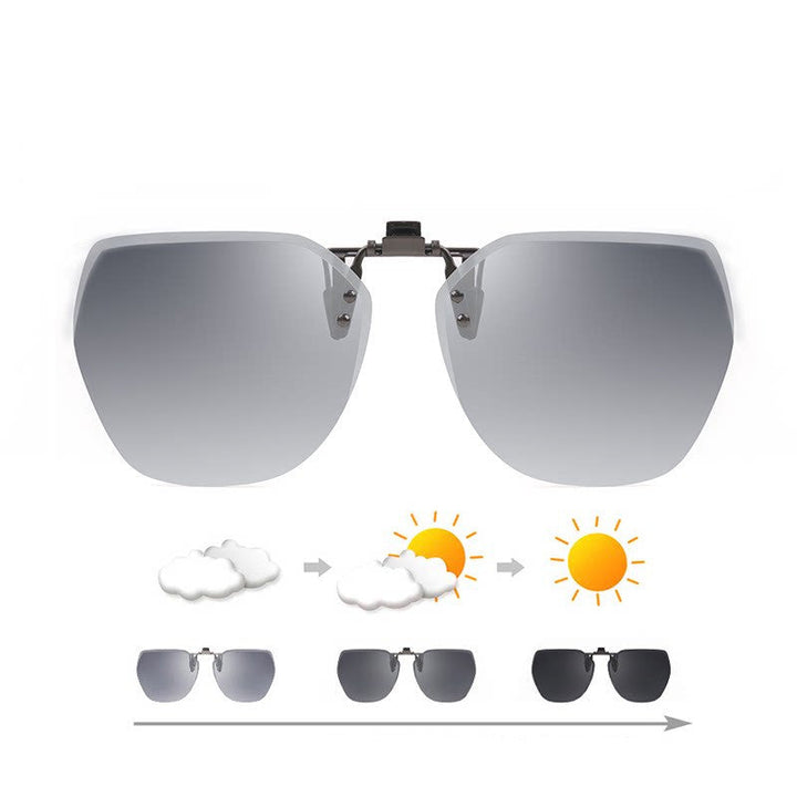 Karnz | Clip-on randlose polarisierte Sonnenbrillen, mit Blendfreiheit und hochklappbarem Design, für Outdoor/Fahren
