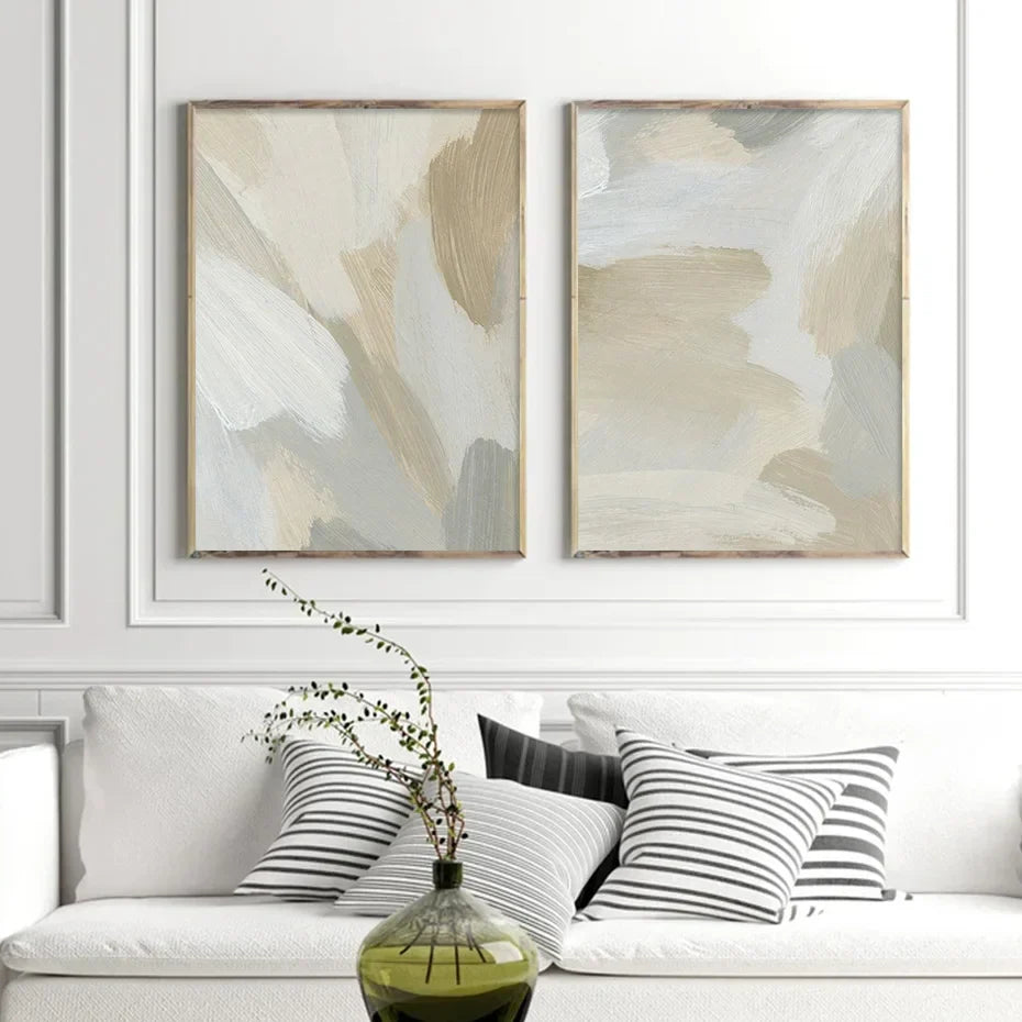 Neutrale Farben Abstrakte Dicke Pinselmalerei Wandkunst Fein Kunst Leinwanddrucke Poster Bilder Für Modernes Wohnzimmer Schlafzimmer Kunstdekoration | Karnz