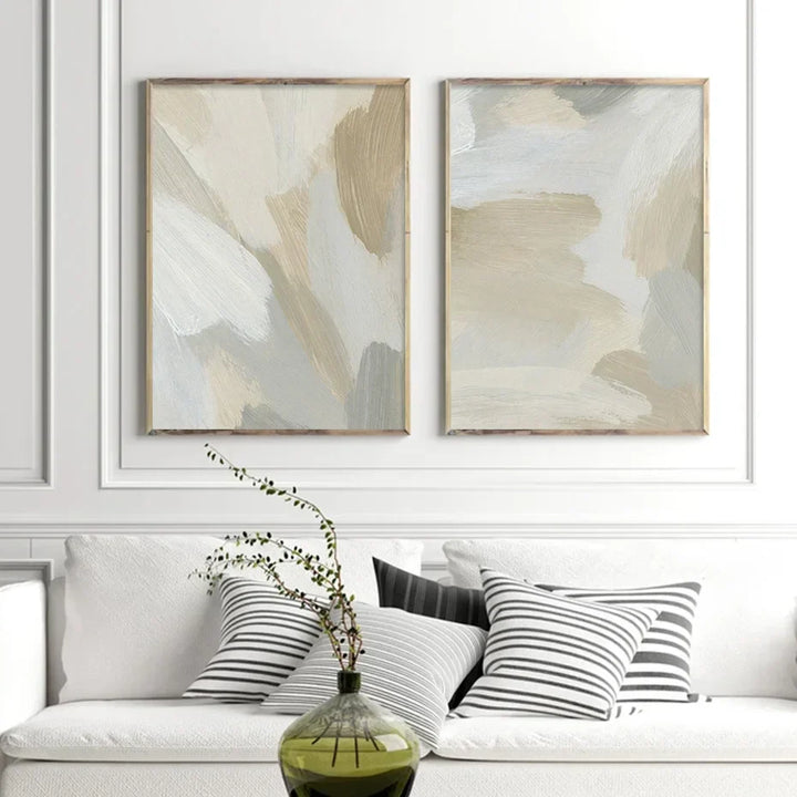 Neutrale Farben Abstrakte Dicke Pinselmalerei Wandkunst Fein Kunst Leinwanddrucke Poster Bilder Für Modernes Wohnzimmer Schlafzimmer Kunstdekoration | Karnz