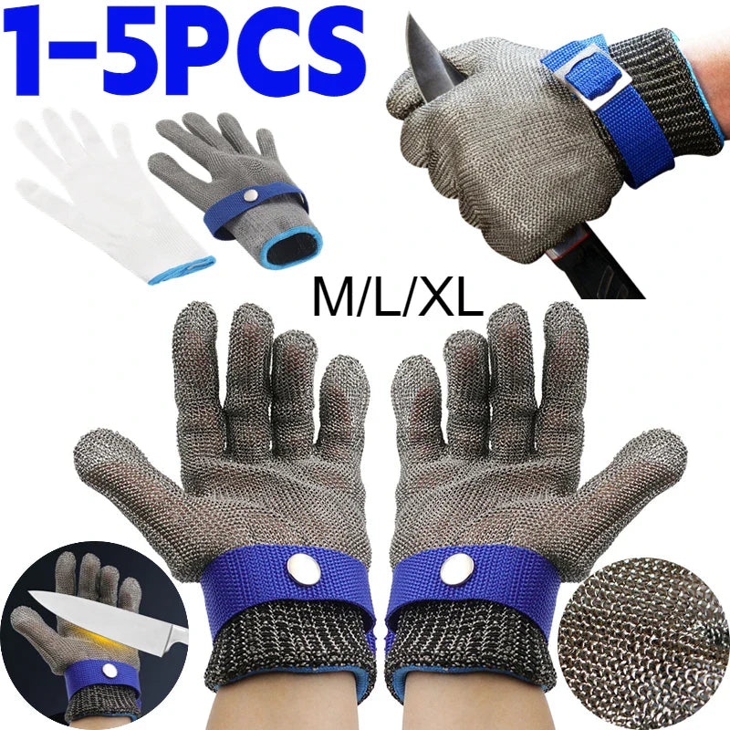 Edelstahl schnittfeste Handschuhe - Anti-Schnitt, Drahtmetallgewebe Handsschutz für Schlachtung, Gartenarbeit und Arbeitssicherheit