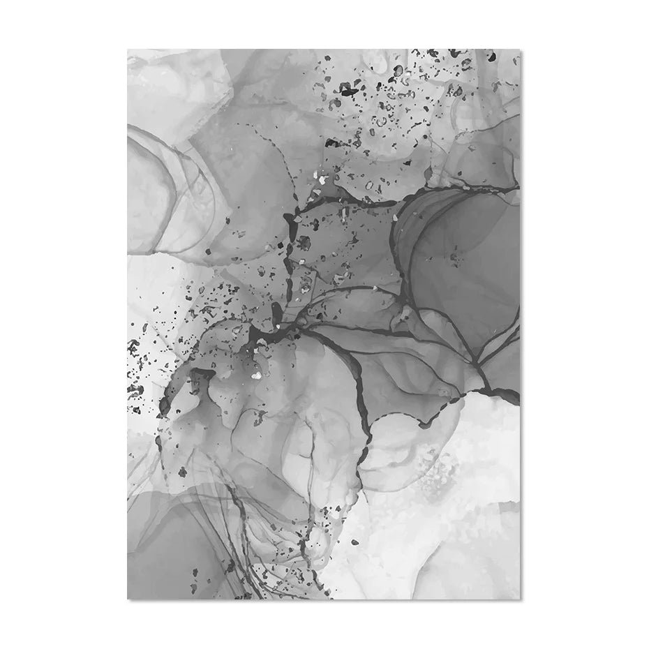 Moderne graue flüssige Marmor-Print Wandkunst feine Kunst Leinwanddrucke abstrakte schwarz-weiße Posterbilder für Wohnzimmer Home Office Kunst Dekor | Karnz