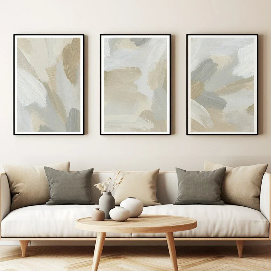 Neutrale Farben Abstrakte Dicke Pinselmalerei Wandkunst Fein Kunst Leinwanddrucke Poster Bilder Für Modernes Wohnzimmer Schlafzimmer Kunstdekoration | Karnz
