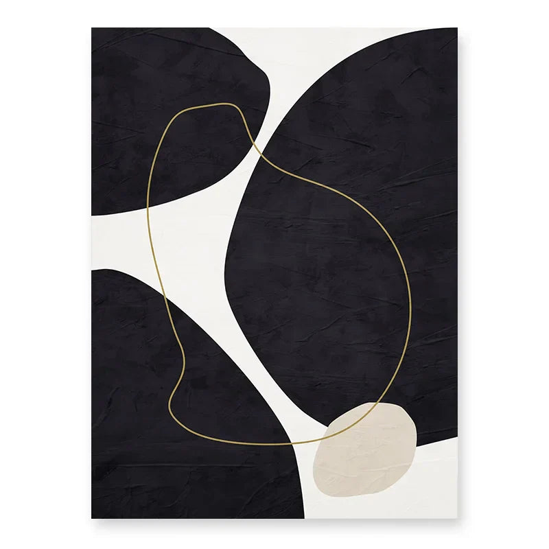 Nordic Minimalist Abstrakt Beige Schwarz Form &amp; Linie Wandkunst Fine Art Leinwanddrucke Bilder für modernes Wohnzimmer Schlafzimmer Kunstdekoration | Karnz