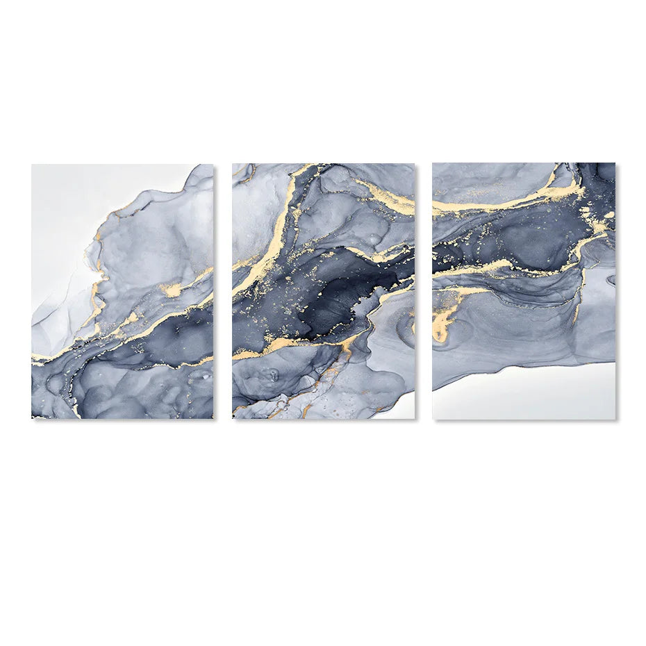 Schattierungen von Blau Abstrakte Flüssige Marmor Wandkunst Feine Kunst Leinwanddruck Mit Goldenen Akzenten Bilder Für Wohnzimmer Zeitgenössische Schlafzimmer Kunst Dekor | Karnz