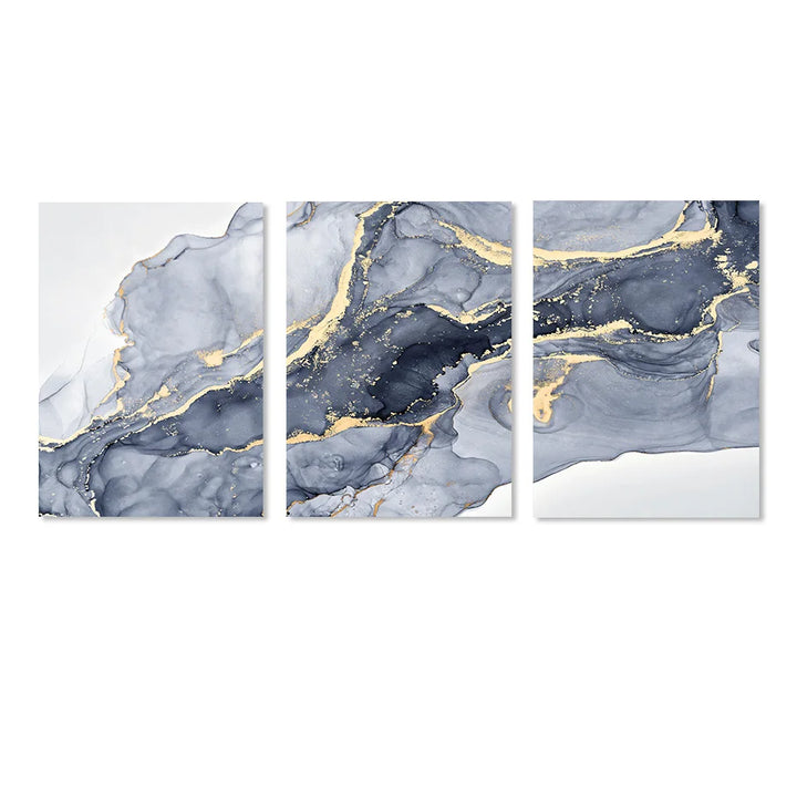 Schattierungen von Blau Abstrakte Flüssige Marmor Wandkunst Feine Kunst Leinwanddruck Mit Goldenen Akzenten Bilder Für Wohnzimmer Zeitgenössische Schlafzimmer Kunst Dekor | Karnz