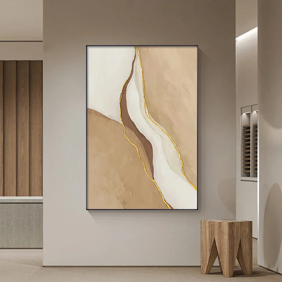 Moderne geomorphe abstrakte Wandkunst Feinkunst Grau Beige Braun Leinwanddrucke Bilder für das Wohnzimmer Zeitgenössische Wohnraumdekoration | Karnz