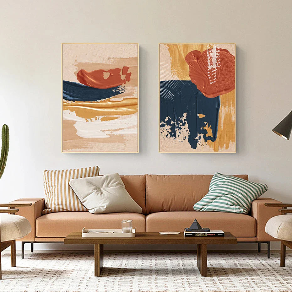 Moderne abstrakte kühne Pinselstrich Farb-Fusion Wandkunst Fine Art Leinwanddrucke Bunte Bilder für das Wohnzimmer | Karnz