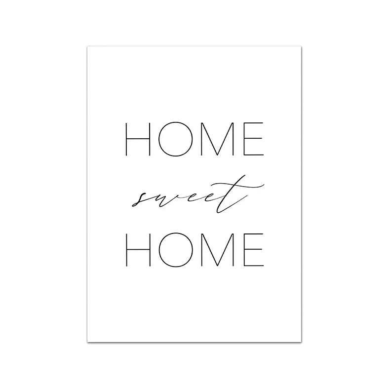 Home Sweet Home Schwarze Weiße Zitate Poster Wandkunst Feine Kunst Leinwanddrucke Minimalistische Nordische Bilder Für Einfache Wohnzimmerdekoration | Karnz