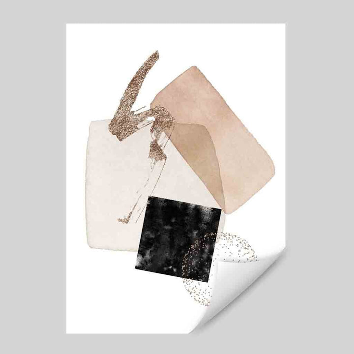 Abstrakter geometrischer Kunstdruck in Schwarz und Gold Nr. 3