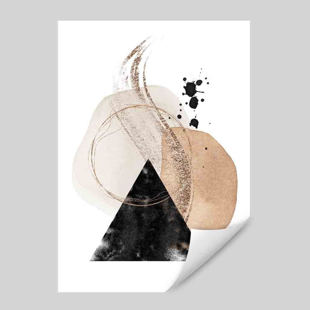 Abstrakter geometrischer Kunstdruck in Schwarz und Gold Nr. 2