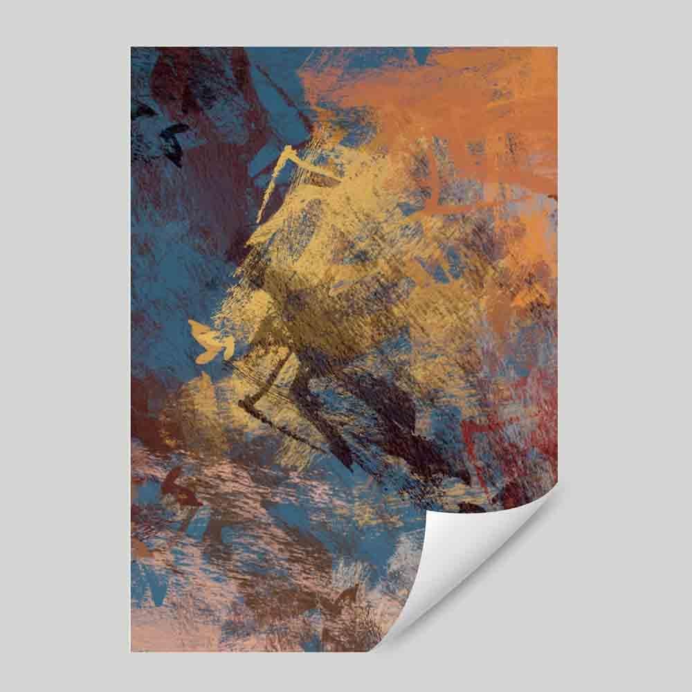 Abstrakter blau-orangefarbener Kunstdruck Nr. 1