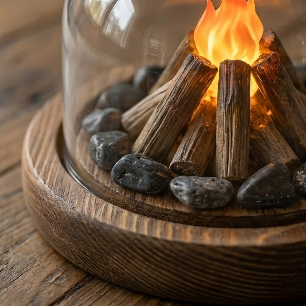 Mini Lagerfeuer Flamme Glasdome Nachttischlampe