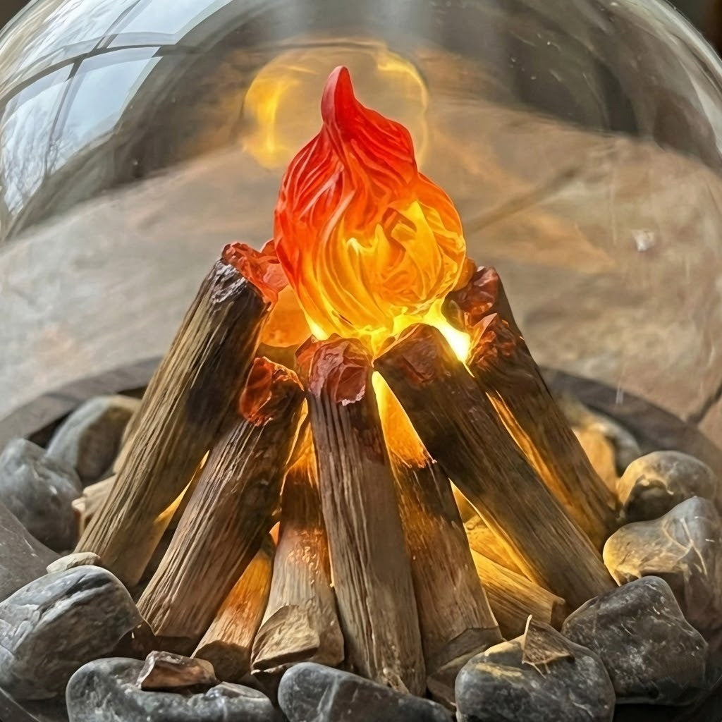Mini Lagerfeuer Flamme Glasdome Nachttischlampe