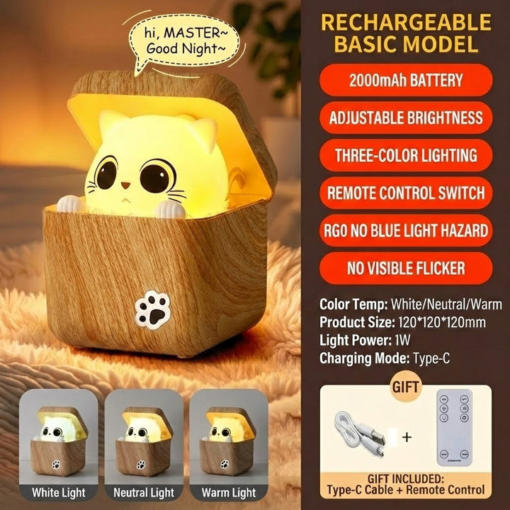 Süße Peekaboo Katze Holz Nachtlicht Lampe