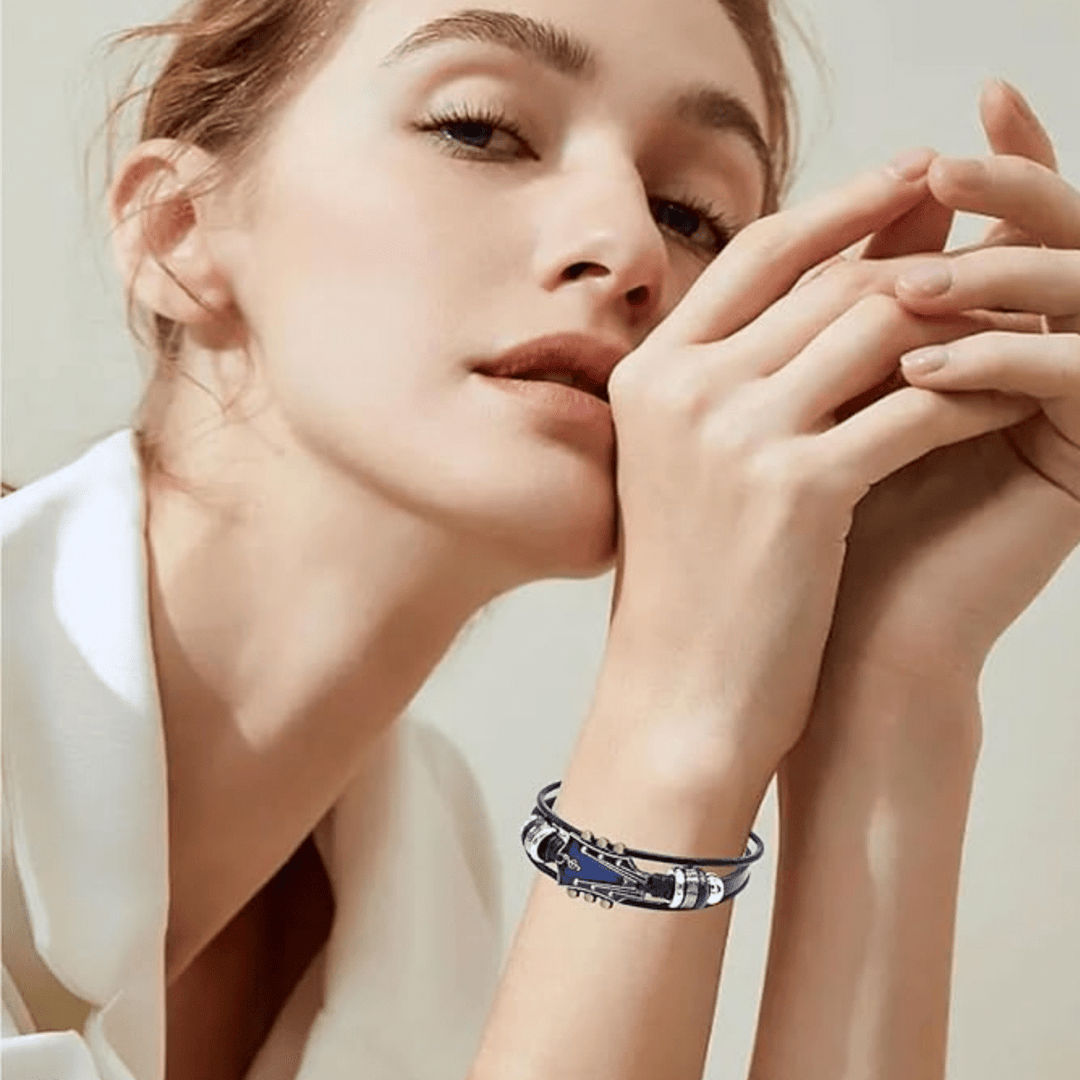 Lederarmband mit Gitarrenmotiv