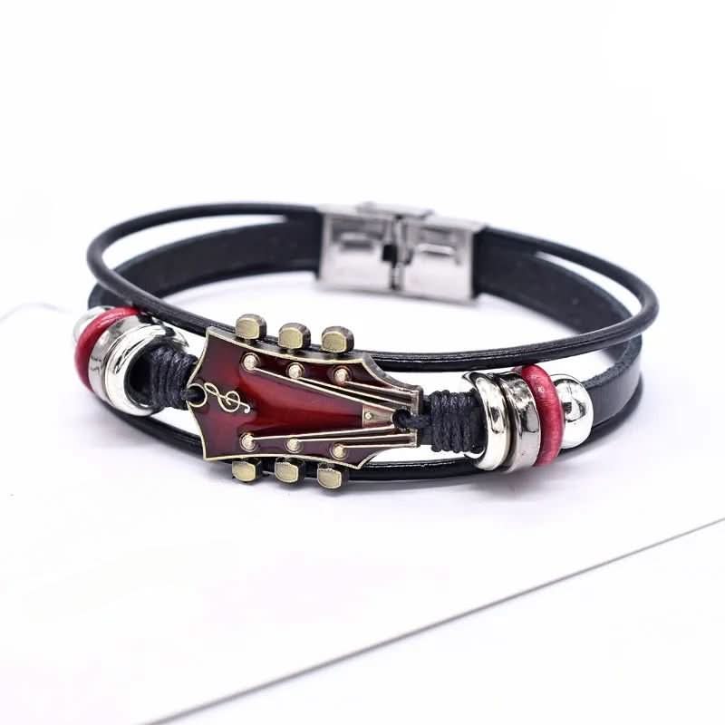 Lederarmband mit Gitarrenmotiv