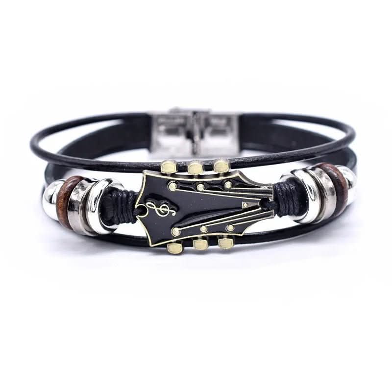 Lederarmband mit Gitarrenmotiv