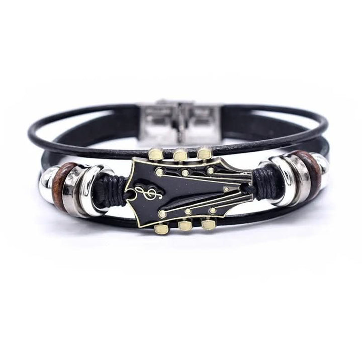 Lederarmband mit Gitarrenmotiv