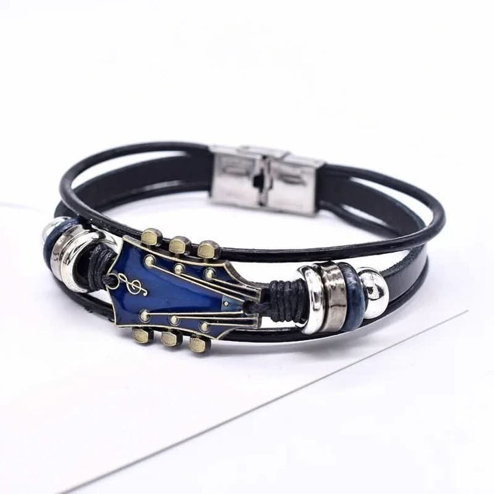Lederarmband mit Gitarrenmotiv