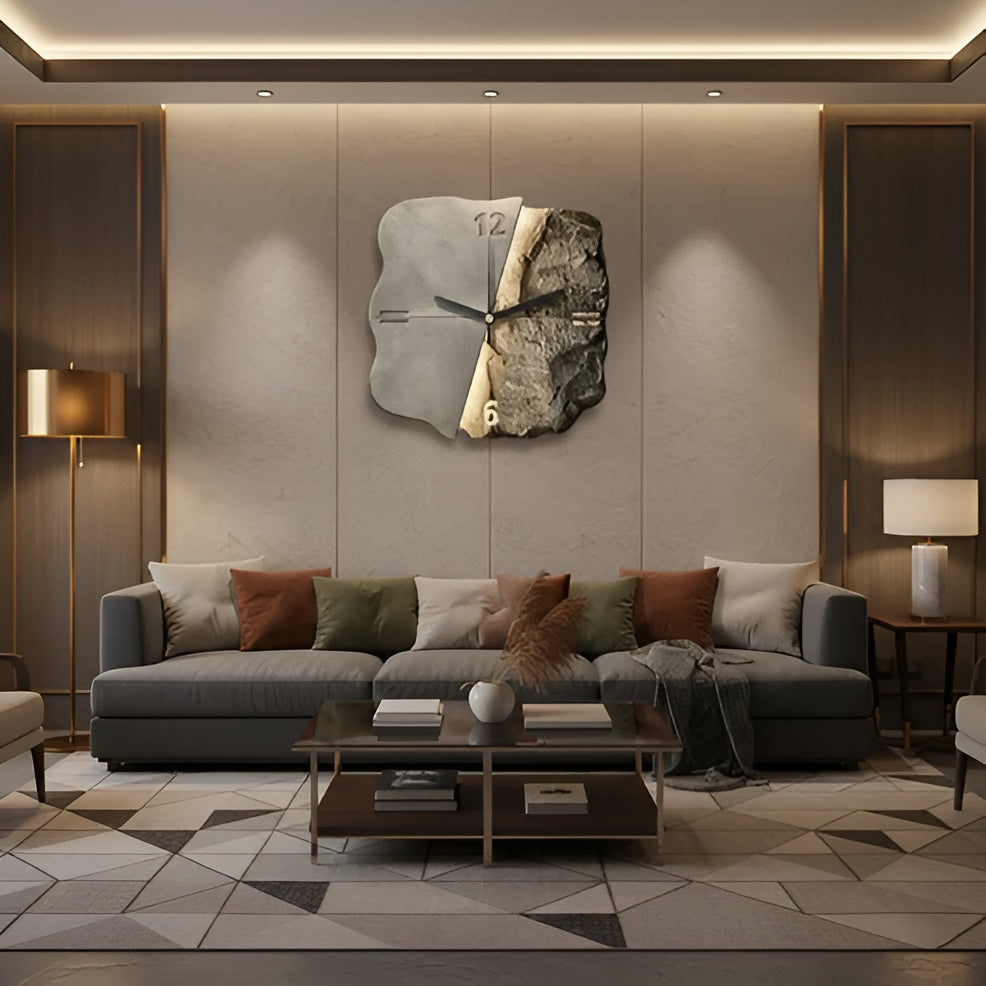 Wanduhr aus Sandstein – Modernes 3D-Design | Dekoratives Accessoire für Wohnzimmer und Büros