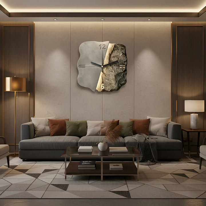 Wanduhr aus Sandstein – Modernes 3D-Design | Dekoratives Accessoire für Wohnzimmer und Büros