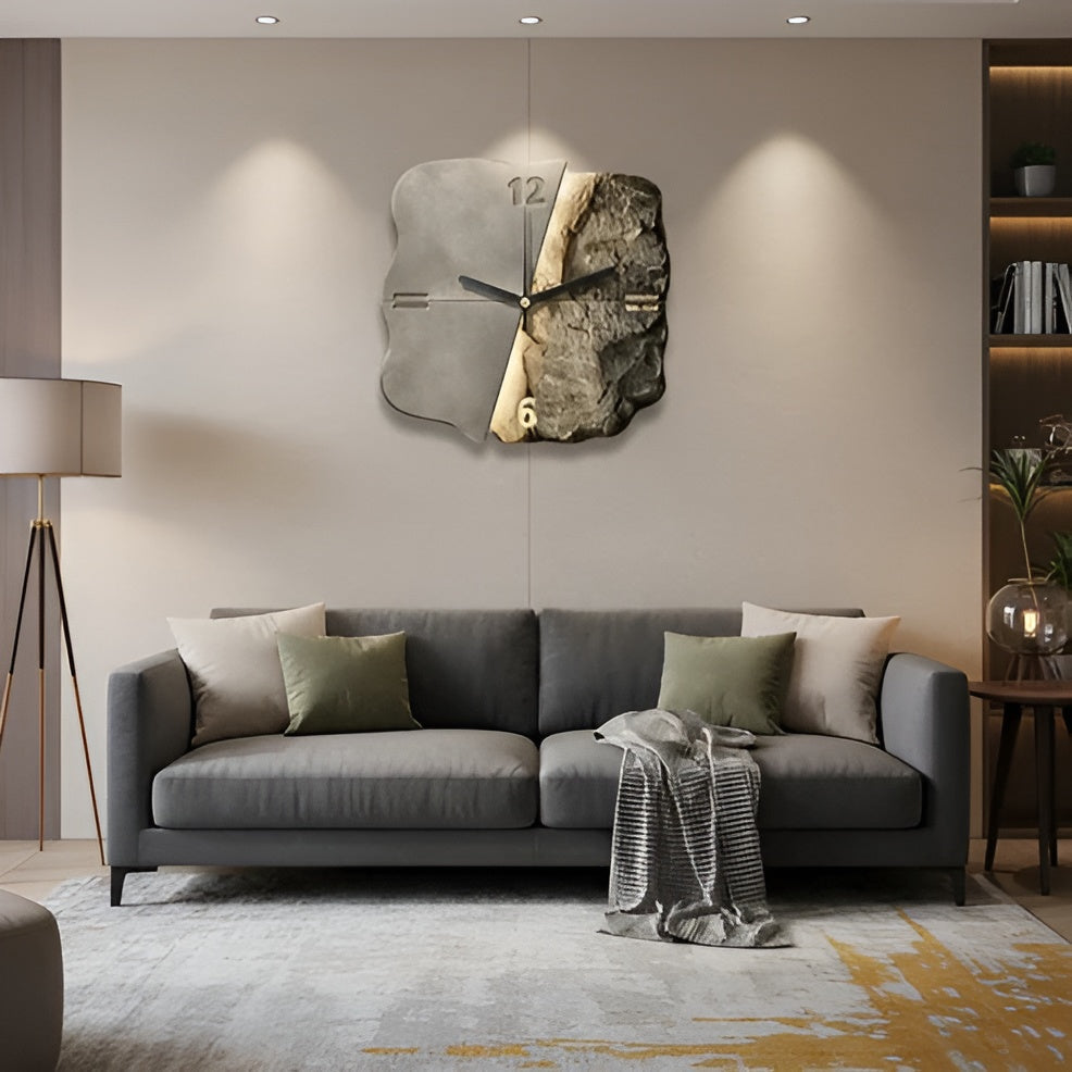 Wanduhr aus Sandstein – Modernes 3D-Design | Dekoratives Accessoire für Wohnzimmer und Büros